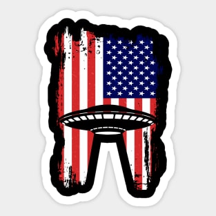 American Flag Ufo Alien Sticker